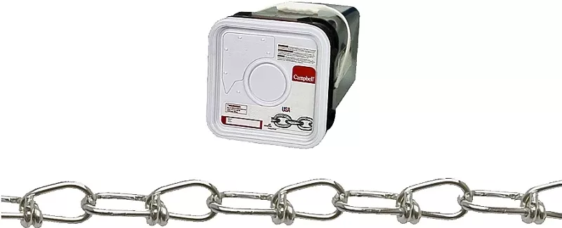 075-4126 Double Loop Chain, 1/8 In. Diameter, 450 Ft Length, Zinc-plated