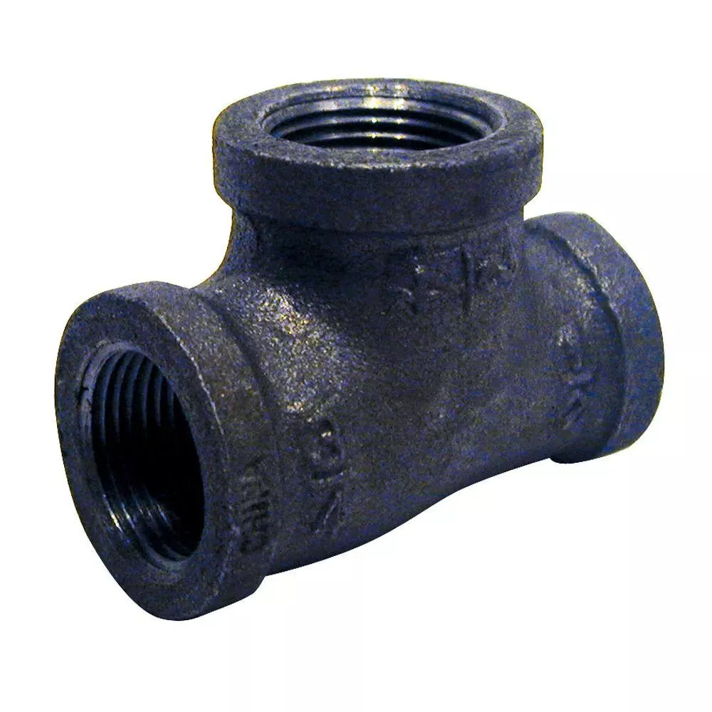 1 In. X 1/2 In. X 1 In. Black Malleable Iron Threaded Reducing Tee