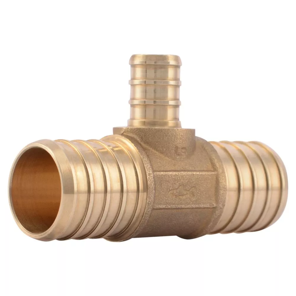 1 In. X 1 In. X 1/2 In. Brass Pex Barb Reducing Tee Fitting Uc415lfa