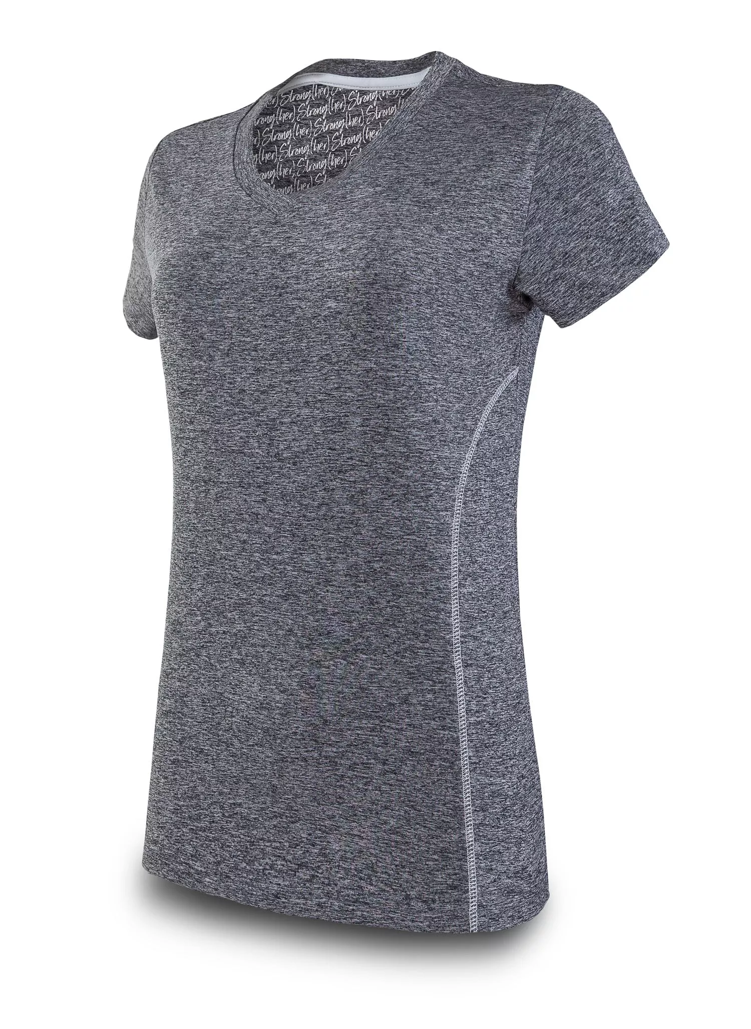 (HER) V-Neck Performance Tee – Gray
