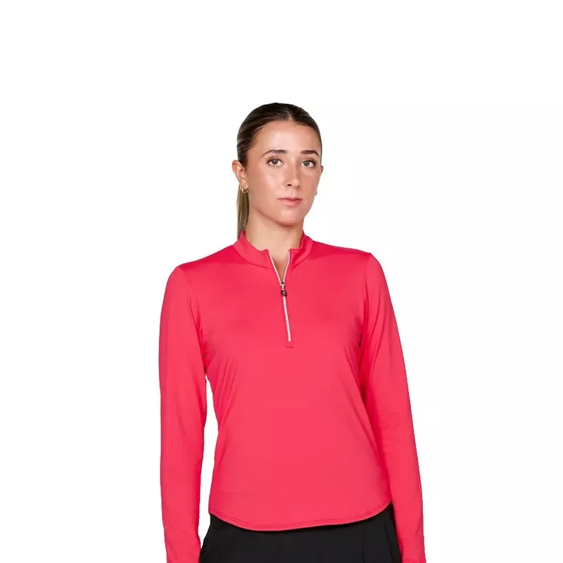 Sofibella UV Colors Womens Long Sleeve Golf Shirt Berry Red