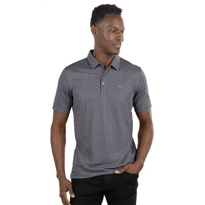 TravisMathew Eagle Peak Heather Dark Grey Mens Golf Polo Hthr Grey 9hdg