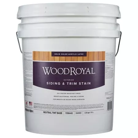 Woodroyal Solid Tintable Satin Neutral Base Acrylic Latex Siding & Trim Stain 5 Gallon