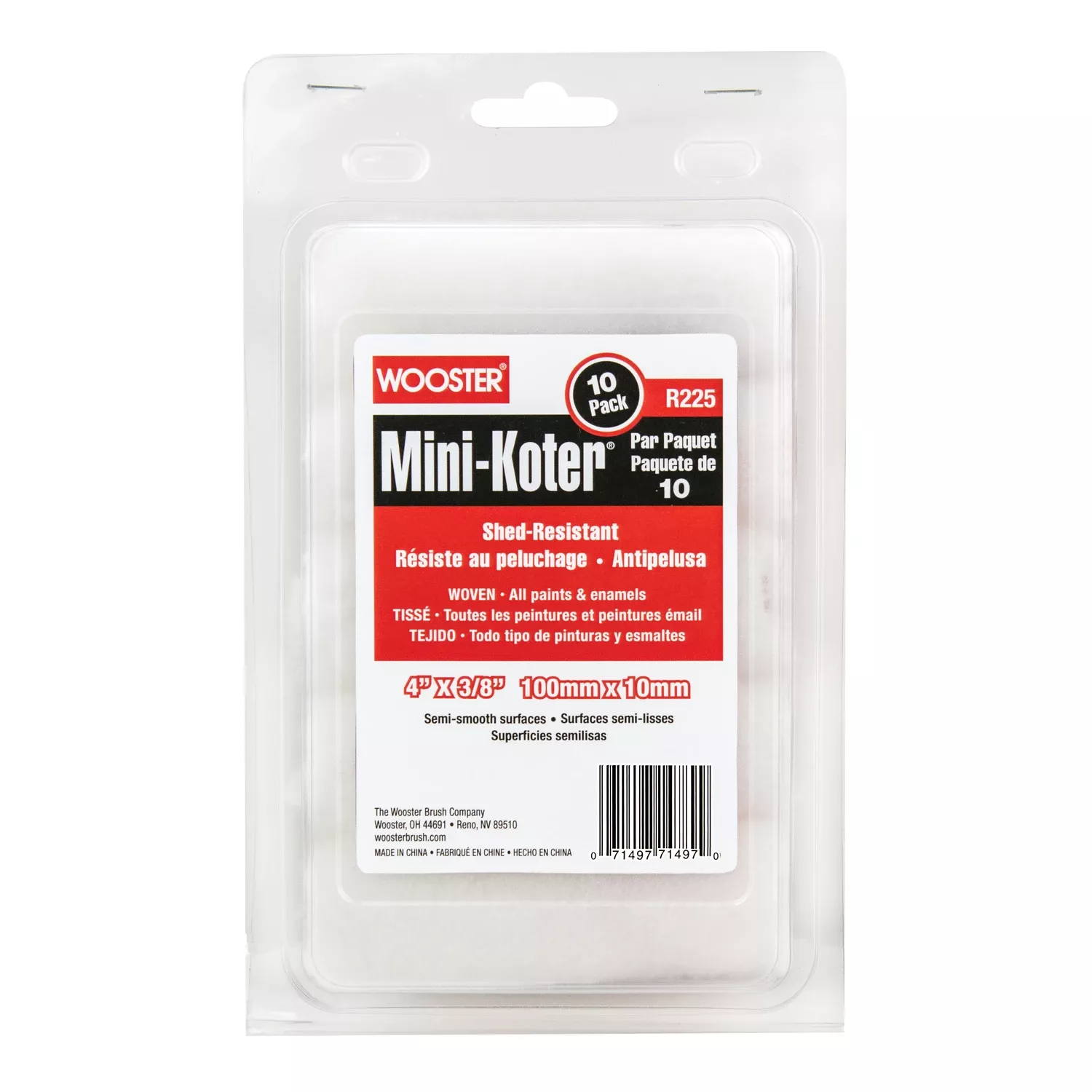 Wooster Mini-koter Fabric 4 In. W X 3/8 In. Mini Paint Roller Cover 10 Pk
