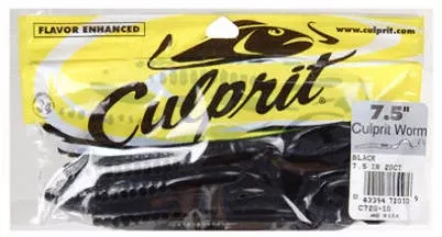 Worm, Black Plastic, 7-1/2-in, 18-ct.
