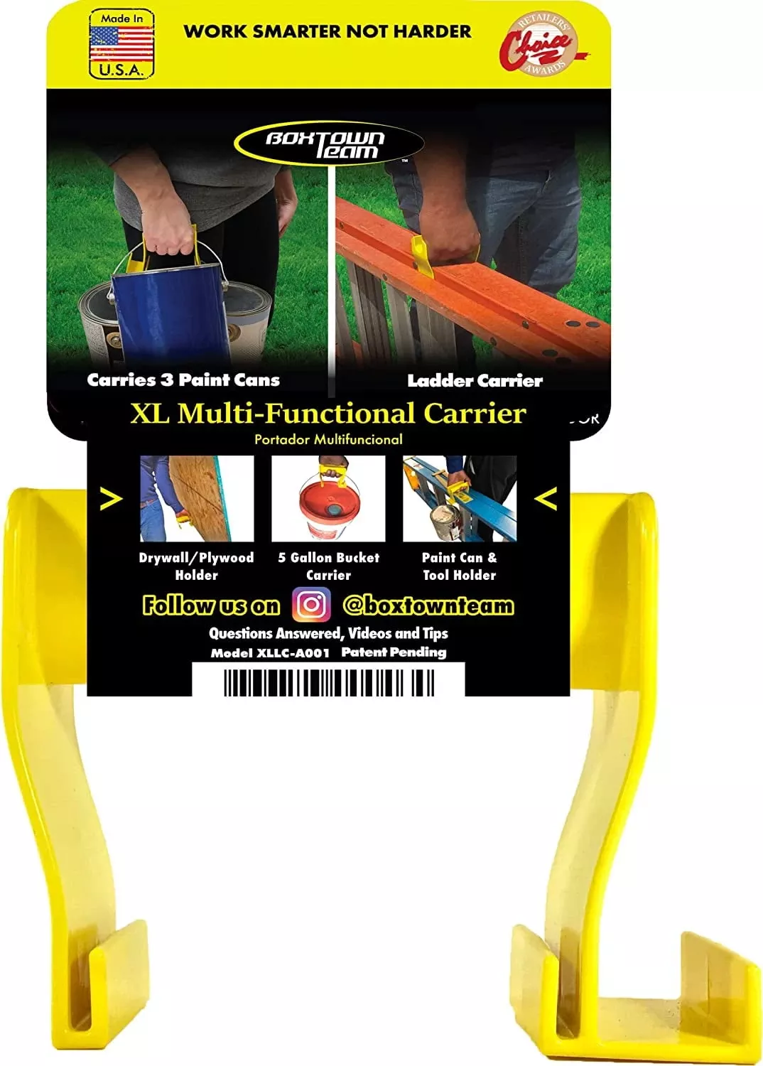 Xl Carrier Plastic Yellow Multi-functional Ladder Carrier 1 Pk