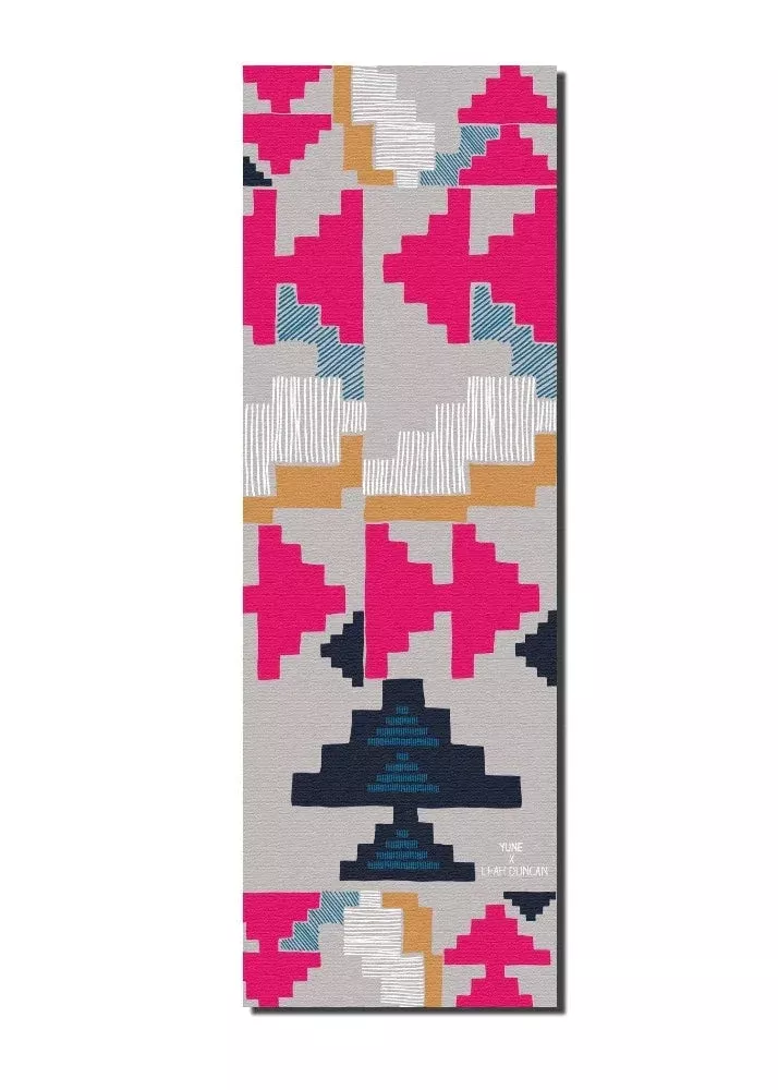 Yune Yoga - Yoga Mat | 6mm Thick | Pink| Non-Slip | Eco Friendly | Leah Duncan Geo