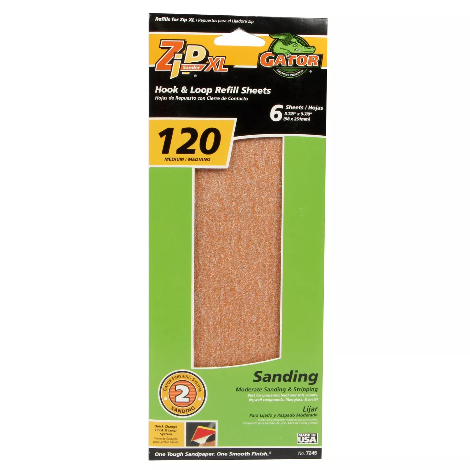 Zip Xl 9-1/2 In. L X 3-1/2 In. W 120 Grit Aluminum Oxide Sanding Sheet 6 Pk